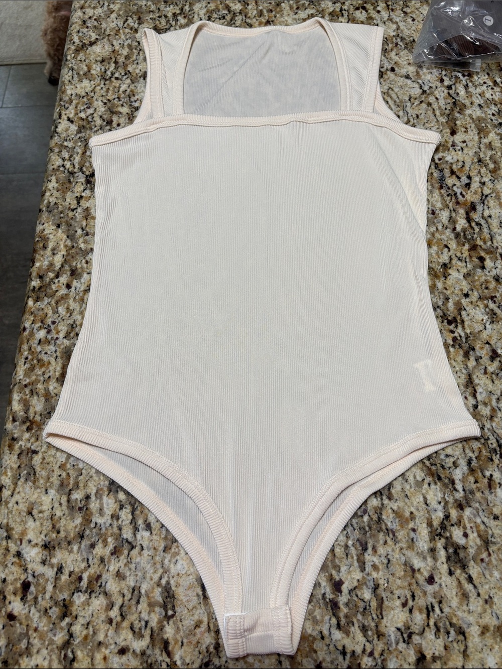 Women’s Cream Ribbed One-Piece Bodysuit